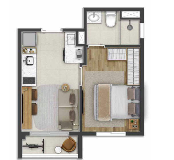 Apartamento à venda com 26m², 1 quarto sem vaga - 18