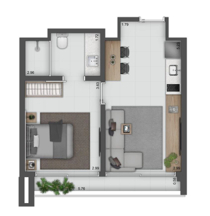 Apartamento à venda com 43m², 1 quarto sem vaga - 29
