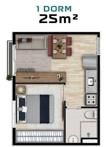 Apartamento à venda com 25m², 1 quarto sem vaga - 24