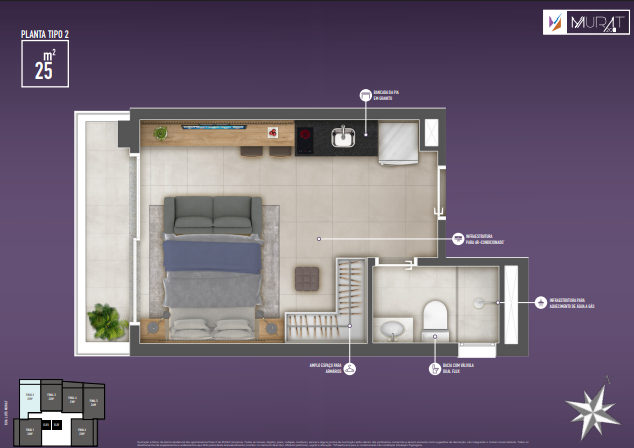 Studio à venda com 25m², 0 quartos sem vaga - 19