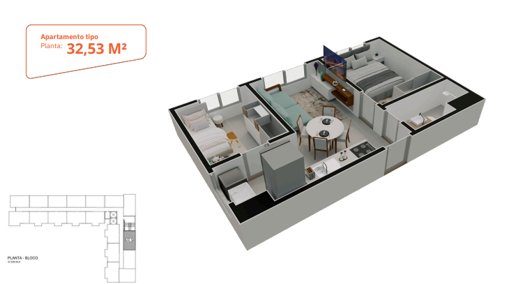 Apartamento à venda com 32m², 2 quartos sem vaga - 16