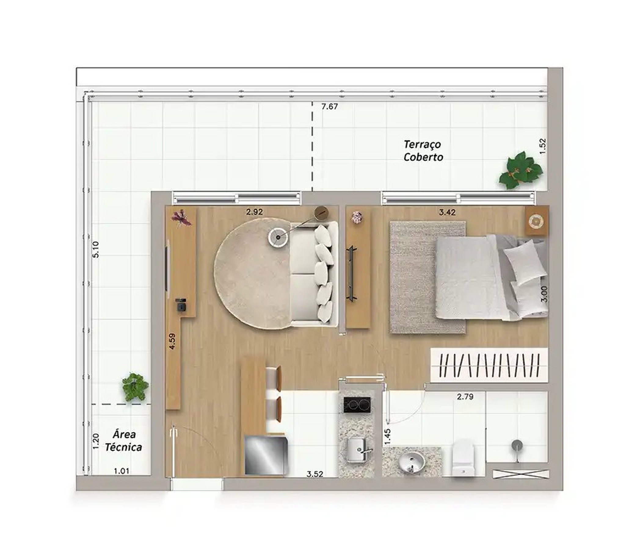 Apartamento à venda com 55m², 1 quarto sem vaga - 22
