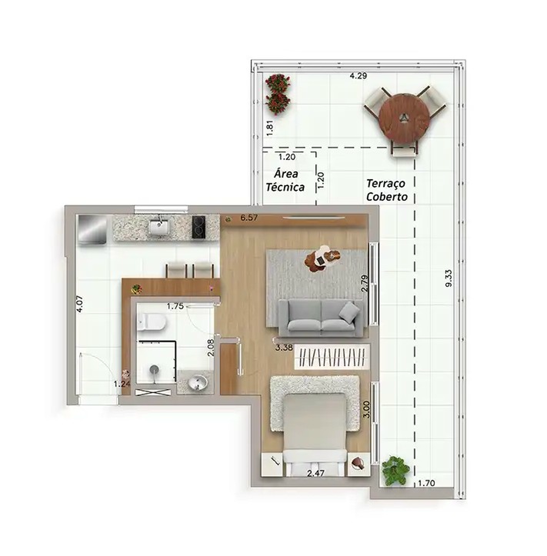 Apartamento à venda com 63m², 1 quarto sem vaga - 22