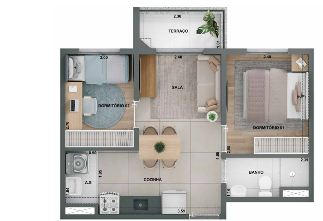 Apartamento à venda com 37m², 2 quartos sem vaga - 14