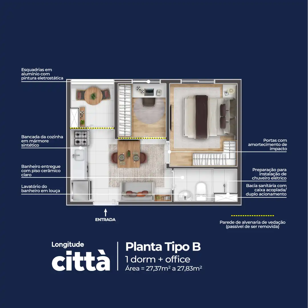 Apartamento à venda com 27m², 1 quarto sem vaga - 18
