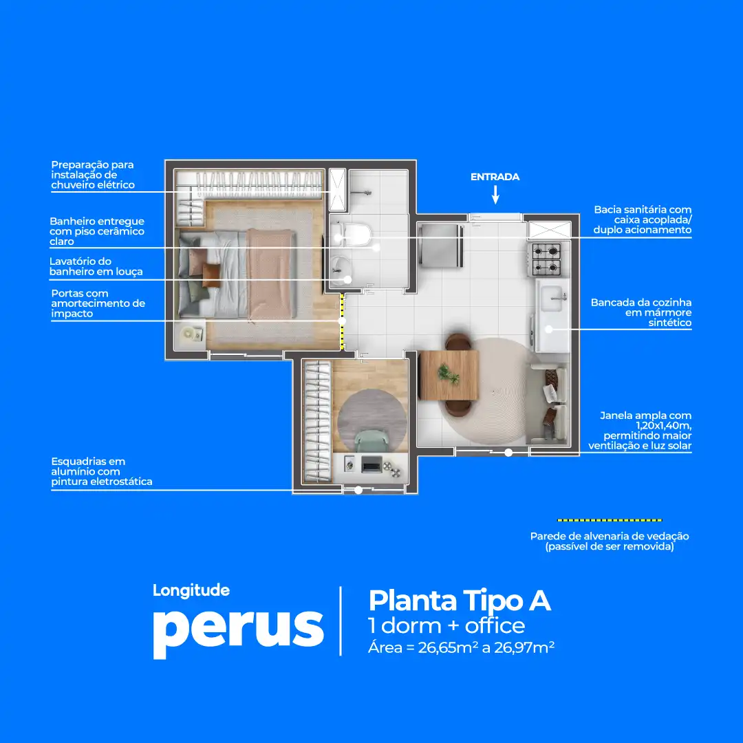 Apartamento à venda com 26m², 1 quarto sem vaga - 15
