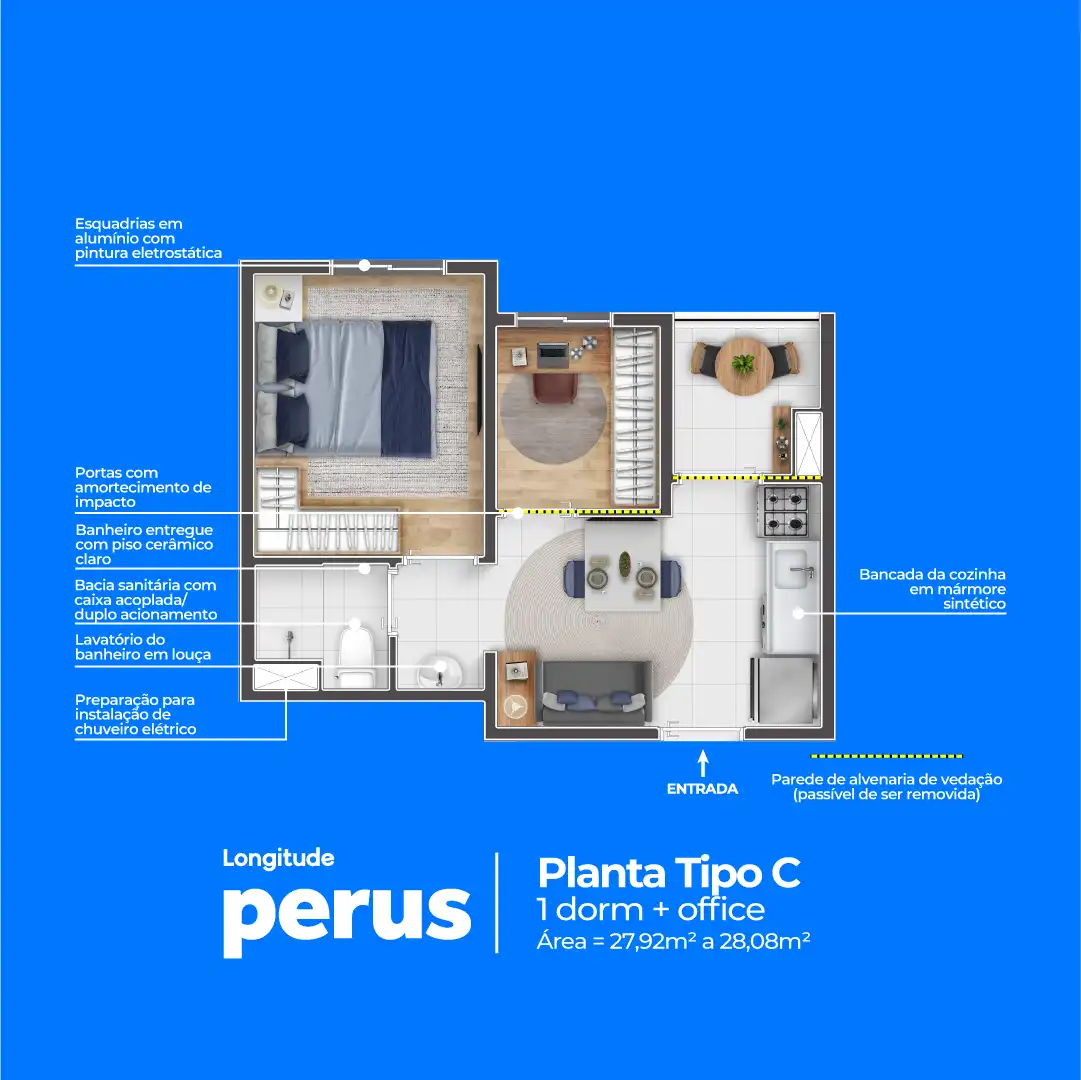 Apartamento à venda com 27m², 1 quarto sem vaga - 15