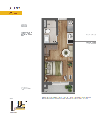 Studio à venda com 25m², 0 quartos sem vaga - 16