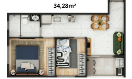 Apartamento à venda com 34m², 2 quartos sem vaga - 13