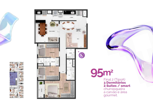 Apartamento à venda com 95m², 3 quartos com vaga - 18