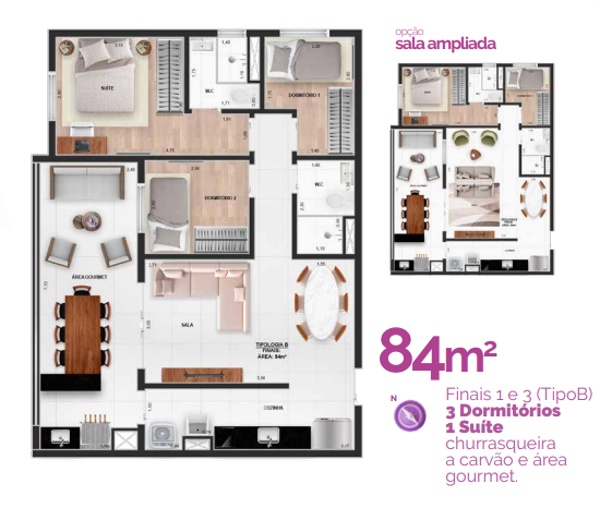 Apartamento à venda com 84m², 3 quartos com vaga - 18