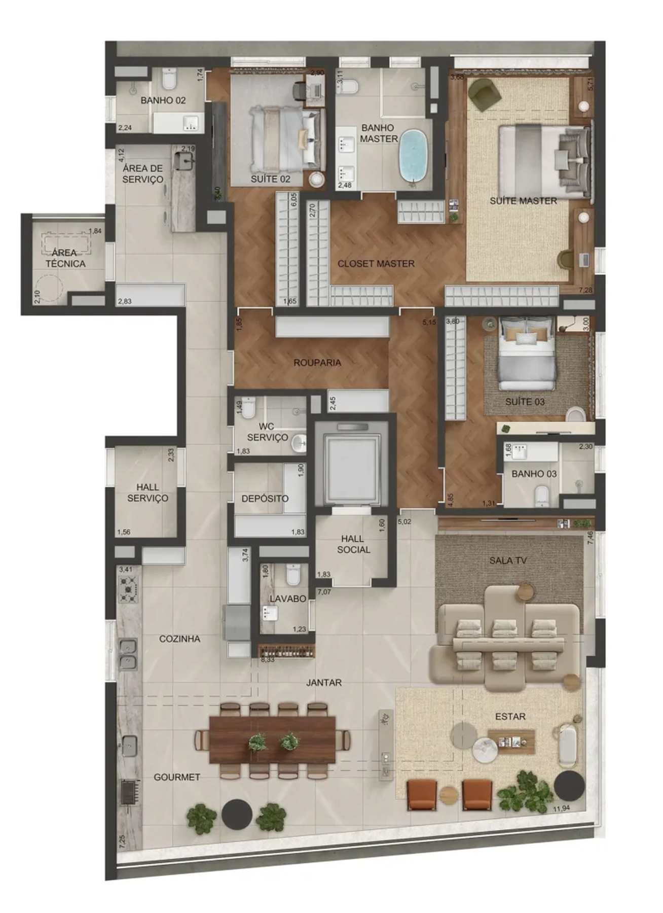 Apartamento à venda com 244m², 4 quartos com vaga - 32