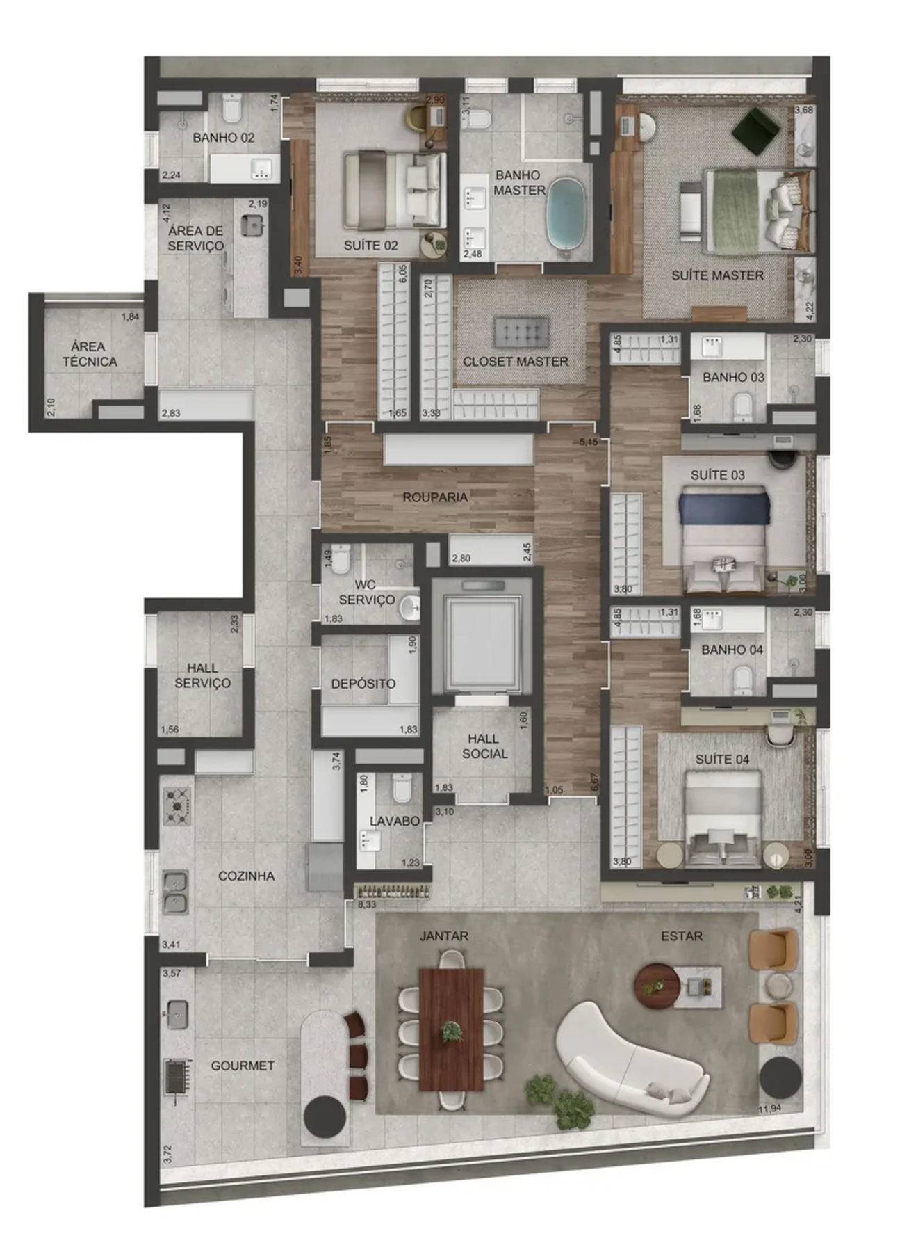 Apartamento à venda com 244m², 4 quartos com vaga - 31