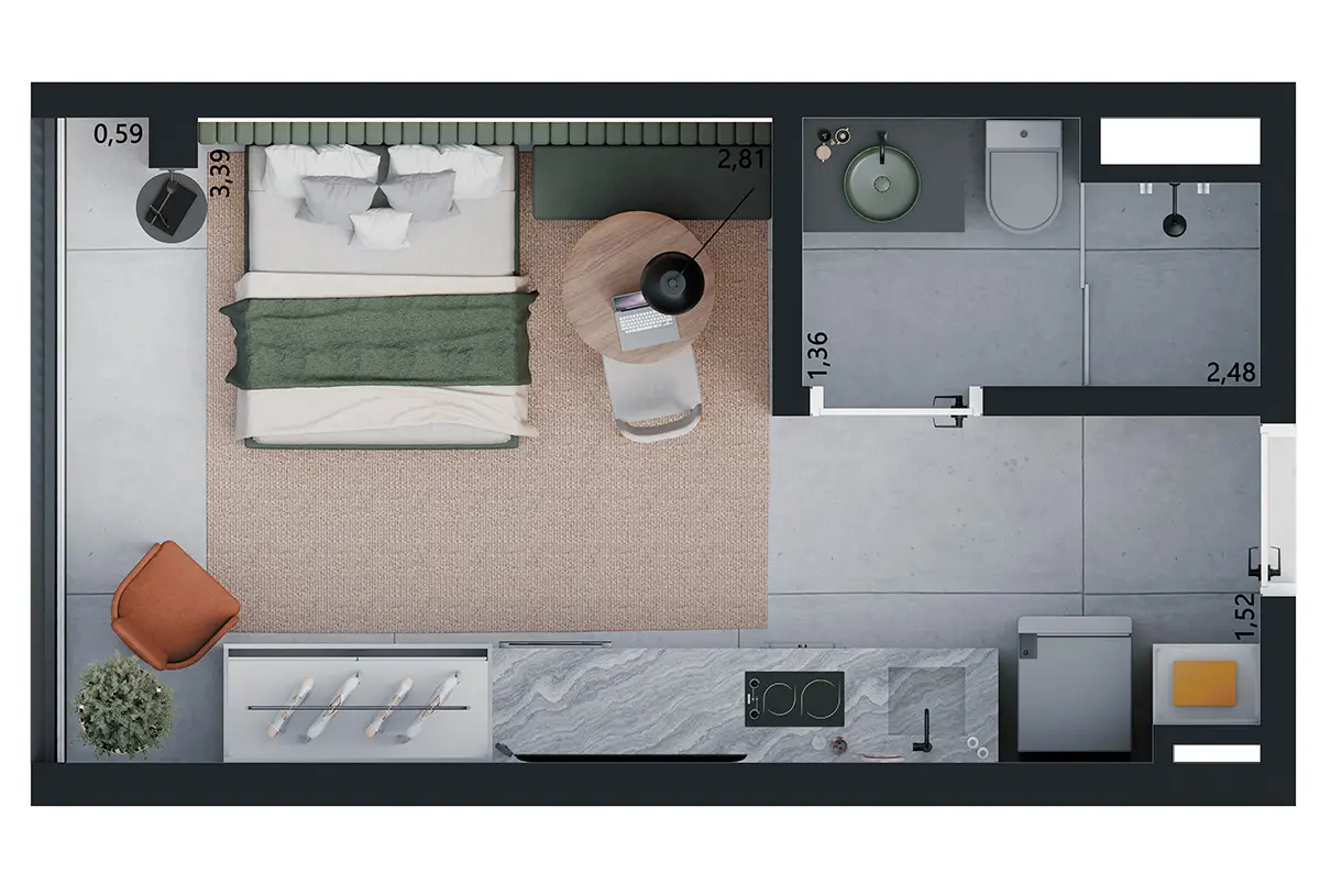 Studio à venda com 24m², 0 quartos sem vaga - 14