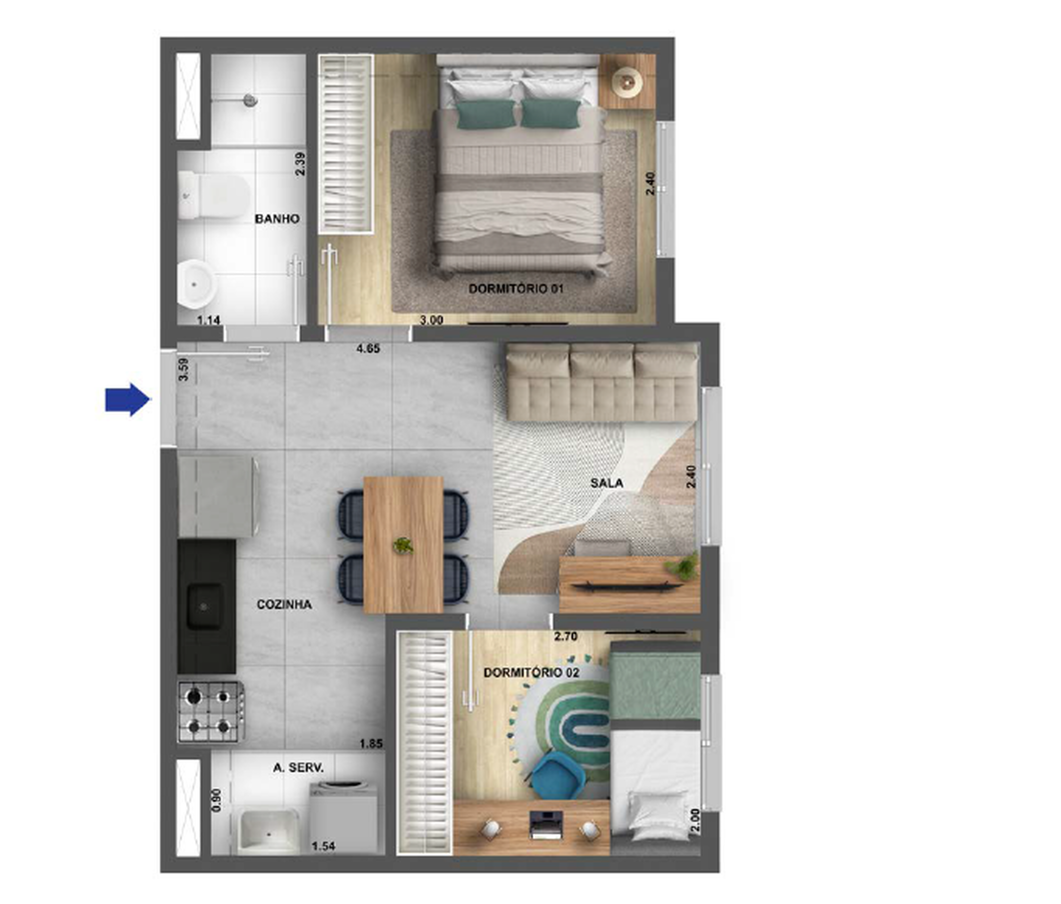 Apartamento à venda com 34m², 2 quartos sem vaga - 18
