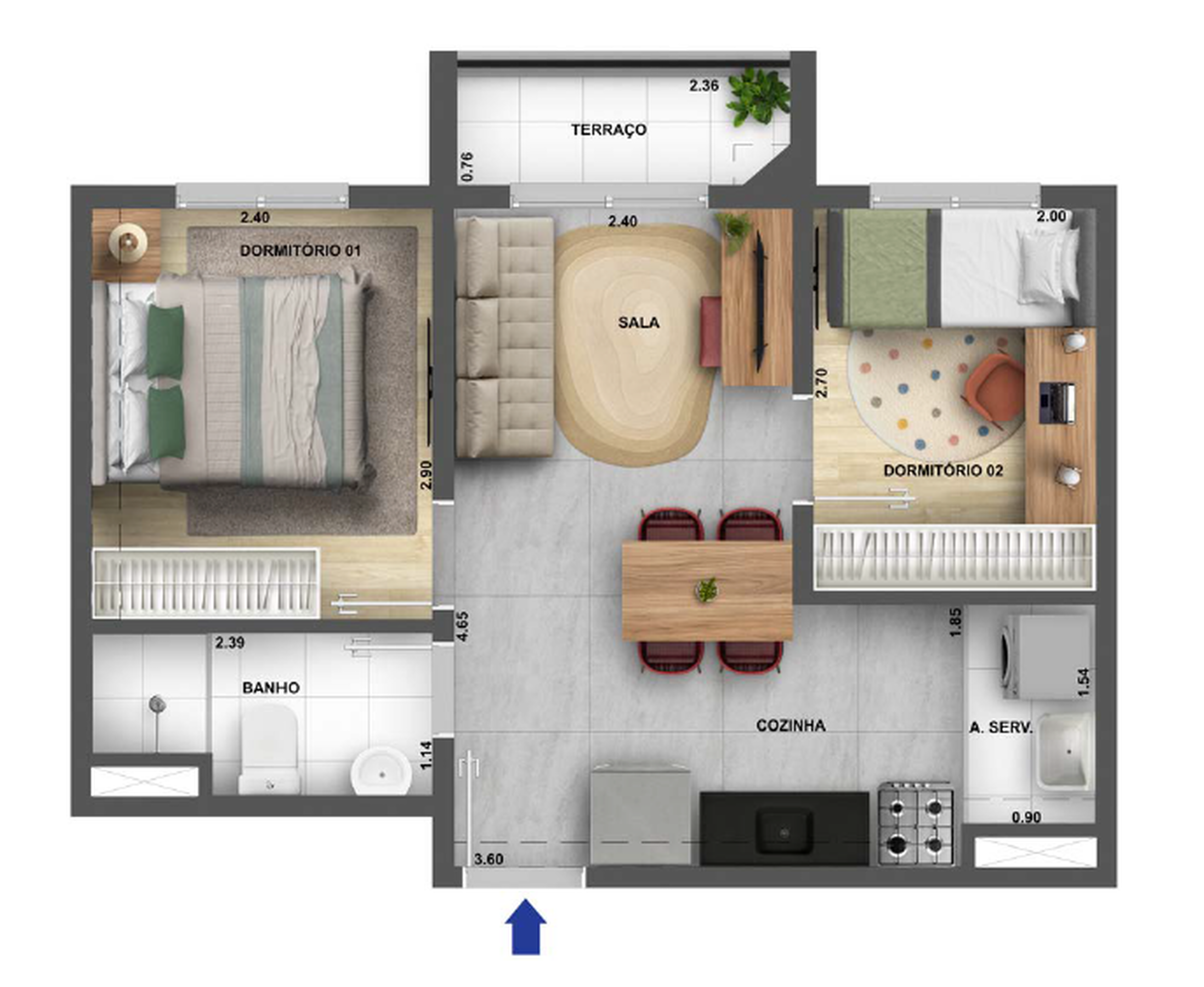 Apartamento à venda com 37m², 2 quartos sem vaga - 18