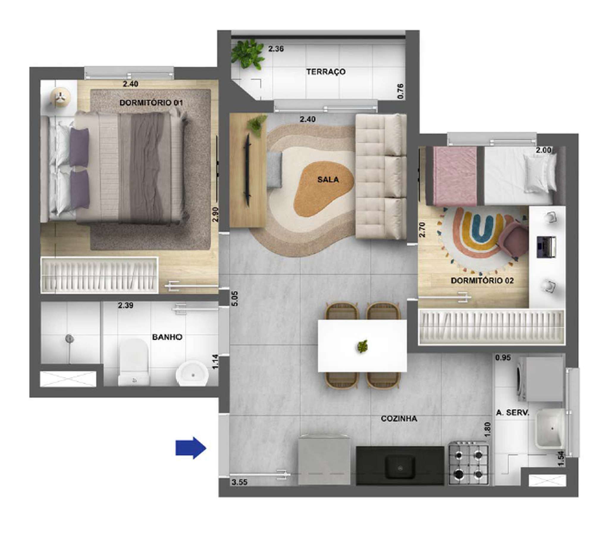 Apartamento à venda com 38m², 2 quartos sem vaga - 18