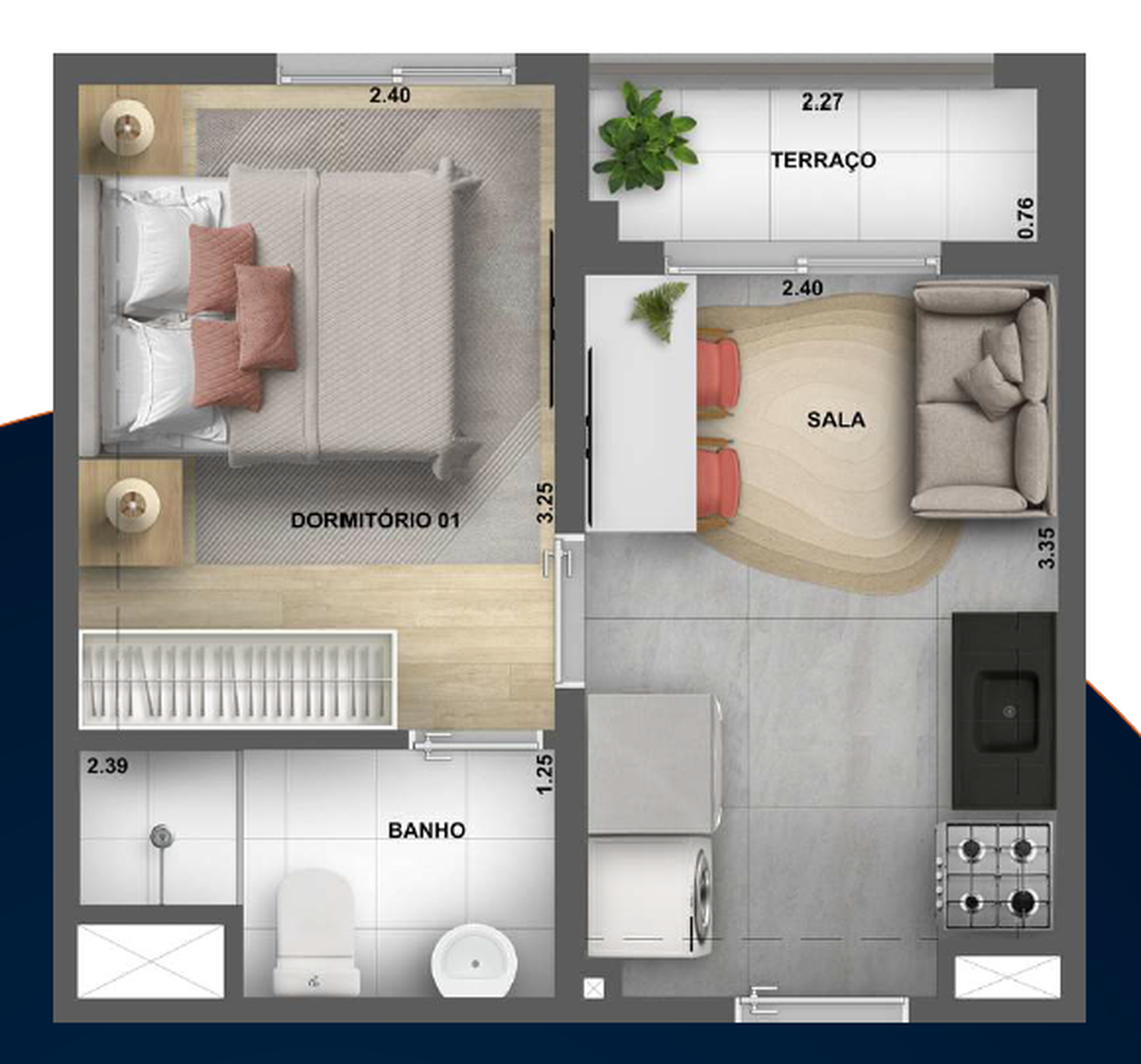 Apartamento à venda com 25m², 1 quarto sem vaga - 13
