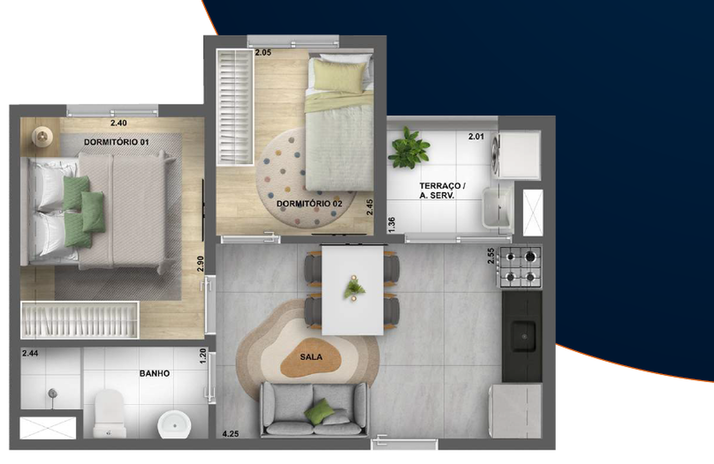 Apartamento à venda com 33m², 2 quartos sem vaga - 13