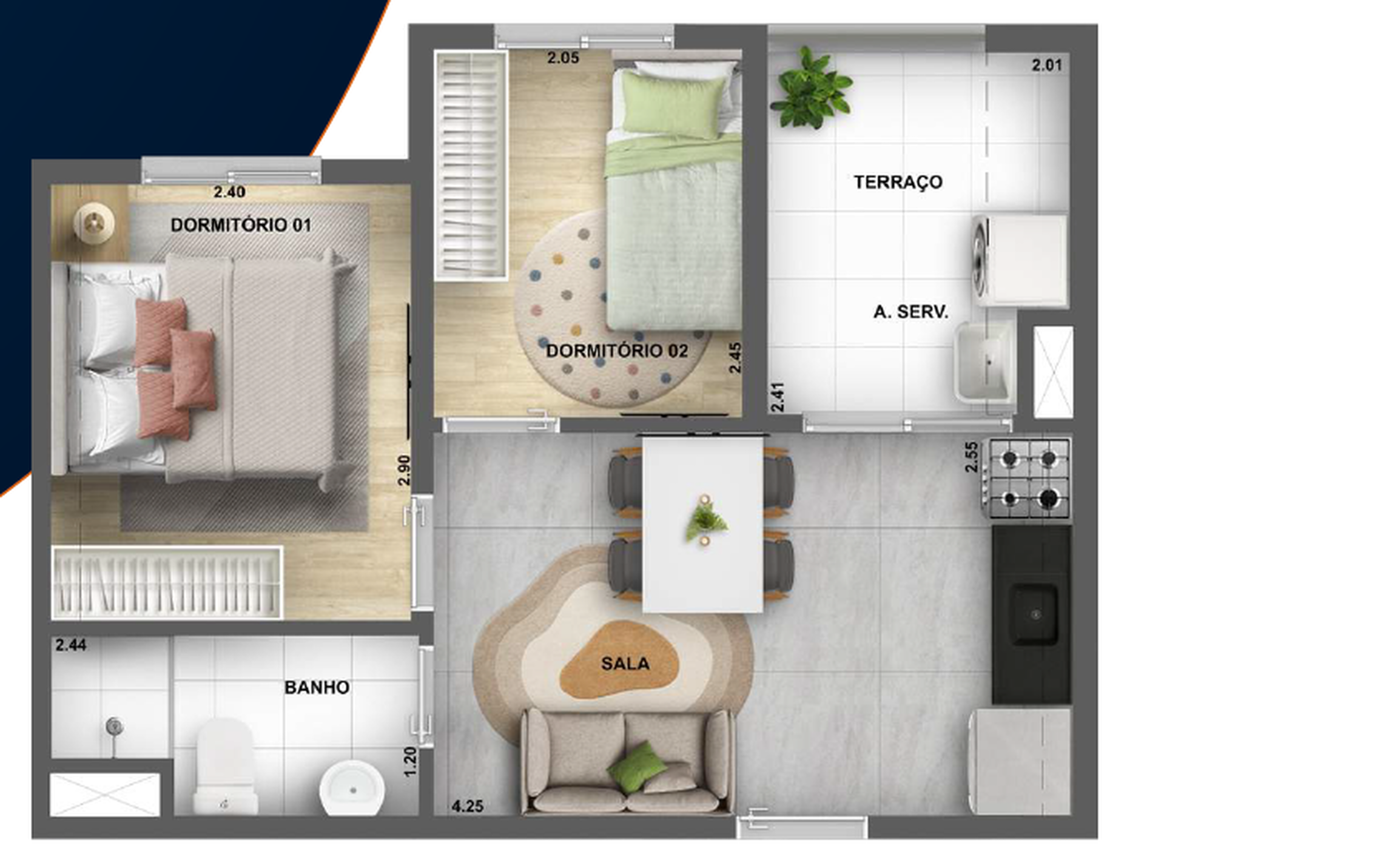 Apartamento à venda com 35m², 2 quartos sem vaga - 13