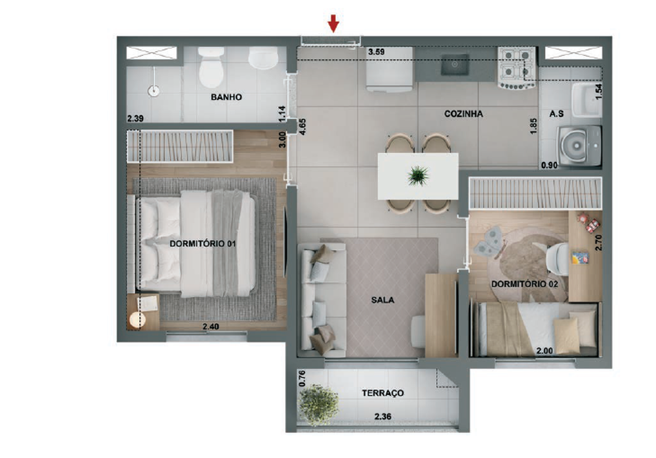 Apartamento à venda com 37m², 2 quartos sem vaga - 14