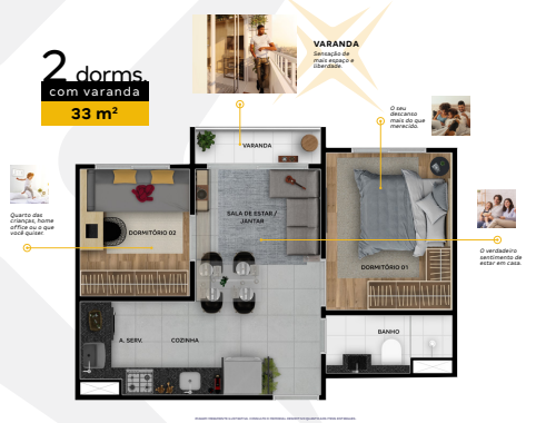 Apartamento à venda com 33m², 2 quartos sem vaga - 13
