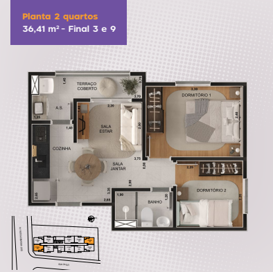 Apartamento à venda com 36m², 2 quartos sem vaga - 20