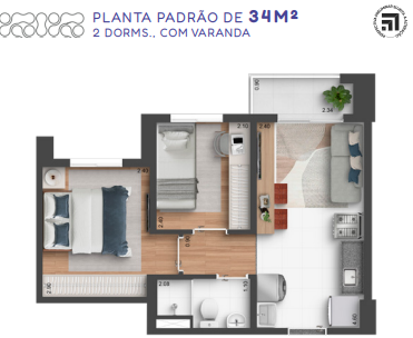 Apartamento à venda com 34m², 2 quartos sem vaga - 23