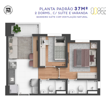 Apartamento à venda com 37m², 2 quartos sem vaga - 23