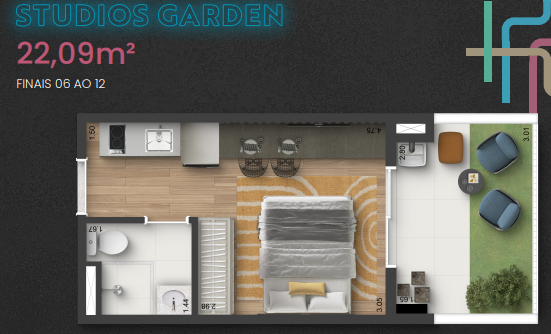 Studio à venda com 20m², 0 quartos sem vaga - 22