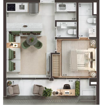 Apartamento à venda com 47m², 1 quarto com vaga - 19
