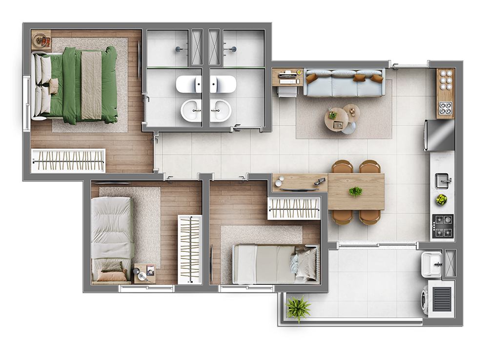 Apartamento à venda com 49m², 3 quartos com vaga - 27