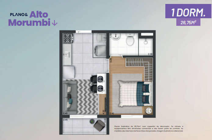 Apartamento à venda com 26m², 1 quarto sem vaga - 20