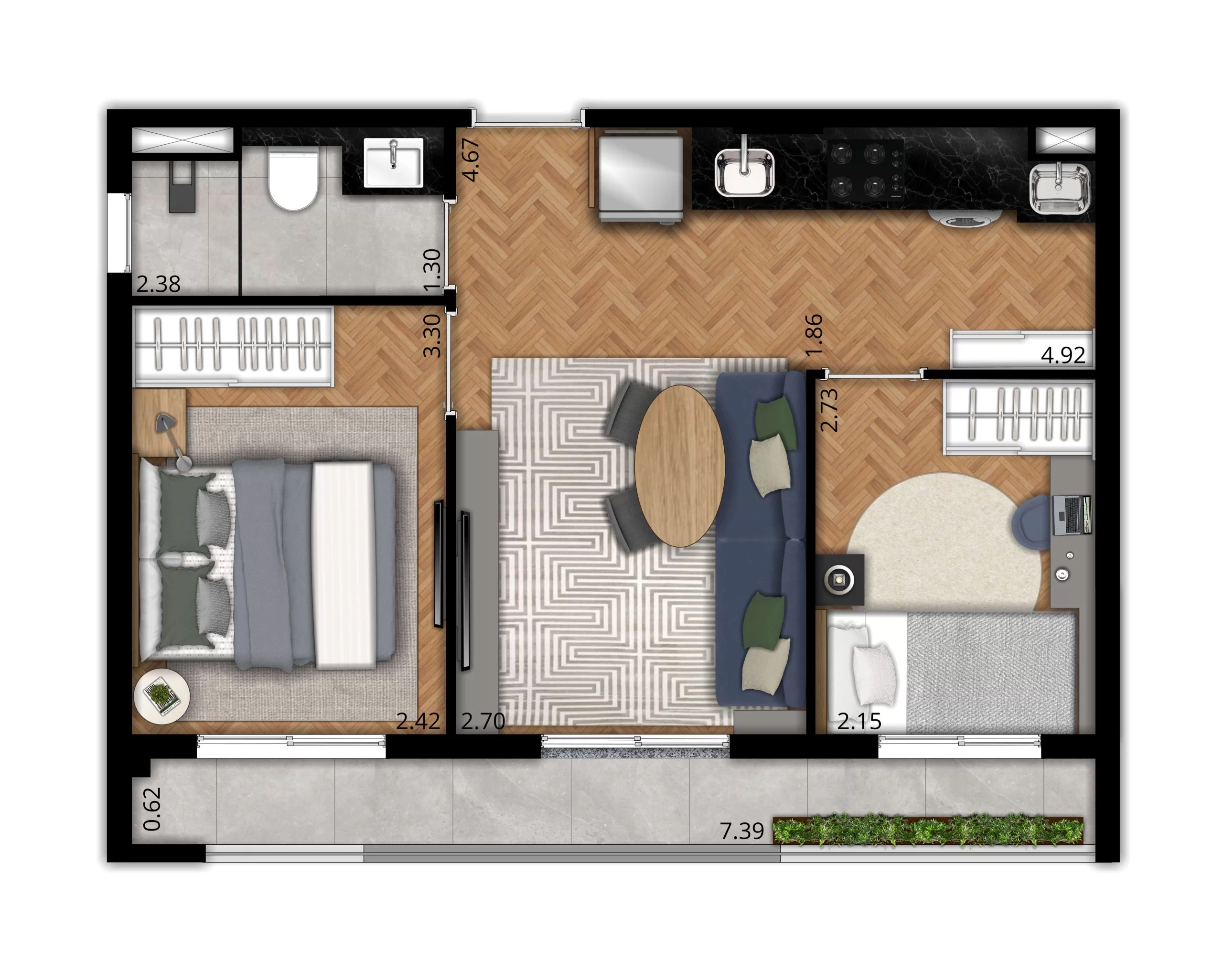 Apartamento à venda com 44m², 2 quartos sem vaga - 23