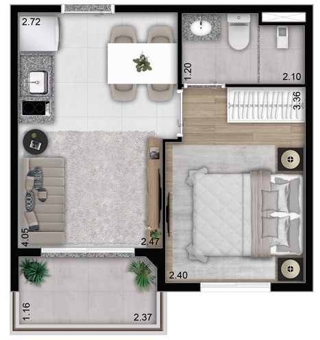 Apartamento à venda com 27m², 1 quarto sem vaga - 18