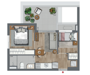 Apartamento à venda com 44m², 1 quarto com vaga - 26