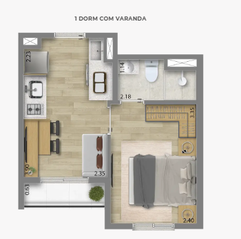 Apartamento à venda com 24m², 1 quarto sem vaga - 16