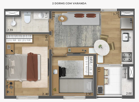 Apartamento à venda com 37m², 2 quartos sem vaga - 16