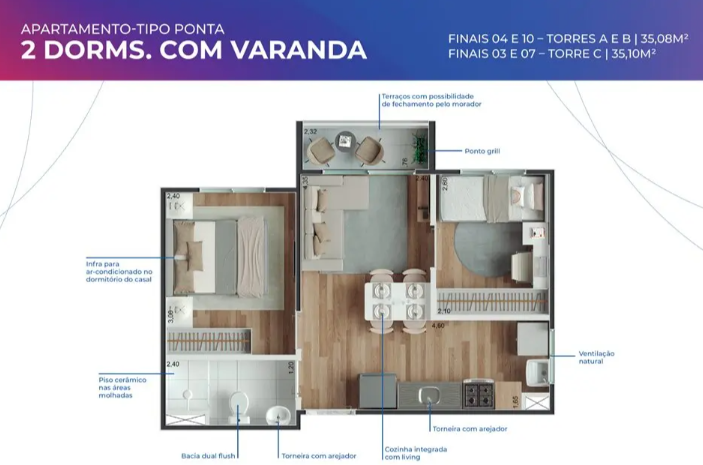 Apartamento à venda com 35m², 2 quartos sem vaga - 9