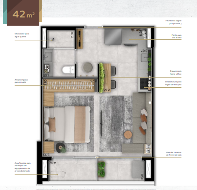 Apartamento à venda com 42m², 1 quarto sem vaga - 12