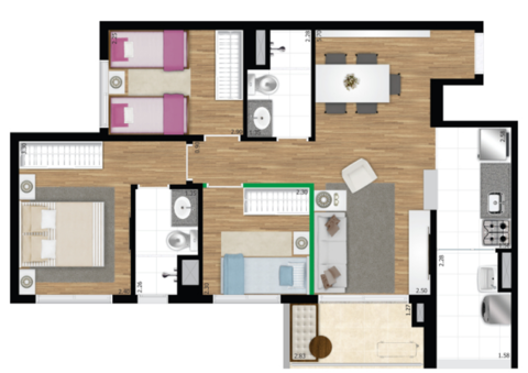 Apartamento à venda com 65m², 3 quartos com vaga - 43
