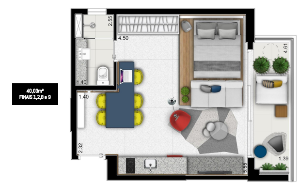 Studio à venda com 40m², 0 quartos com vaga - 36