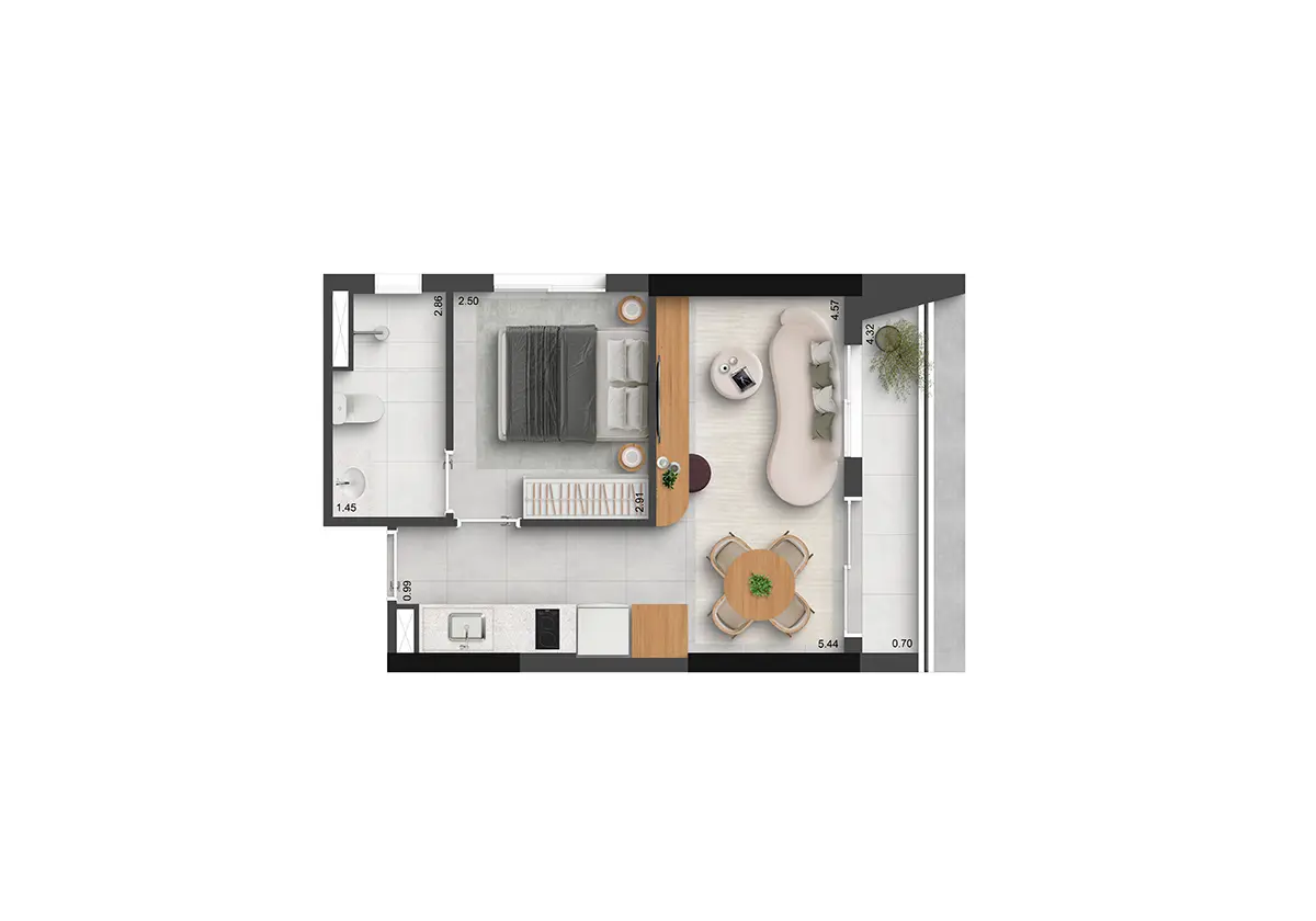 Apartamento à venda com 38m², 1 quarto sem vaga - 30