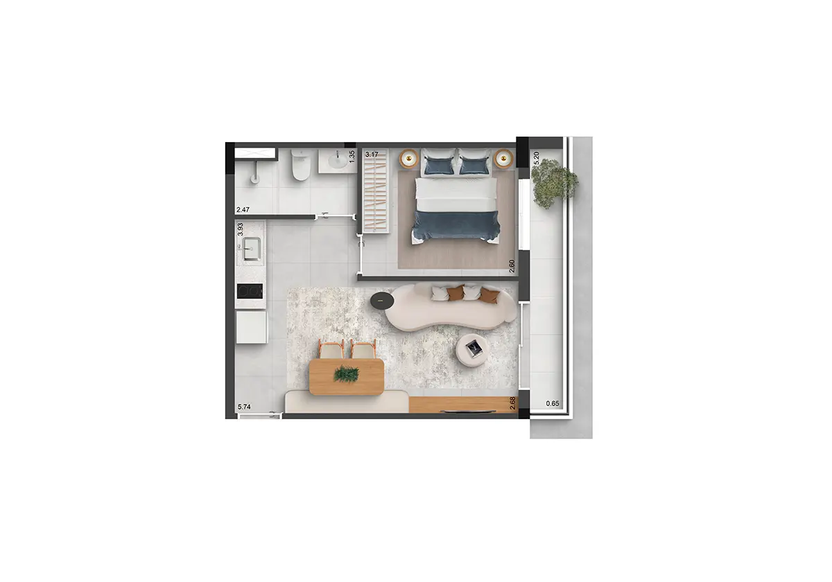 Apartamento à venda com 41m², 1 quarto sem vaga - 30