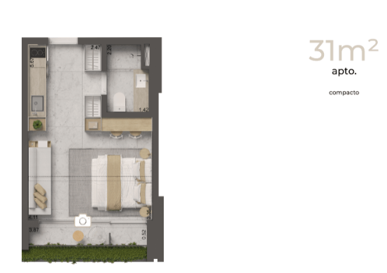 Studio à venda com 31m², 0 quartos sem vaga - 19