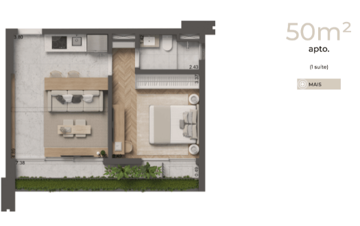 Studio à venda com 50m², 1 quarto sem vaga - 19