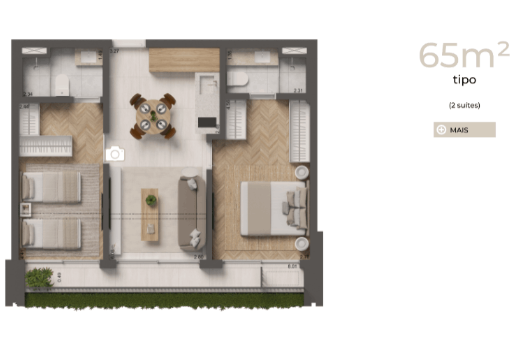 Studio à venda com 65m², 2 quartos sem vaga - 19