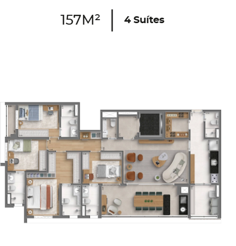 Apartamento à venda com 157m², 4 quartos com vaga - 21