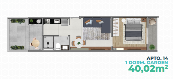 Apartamento à venda com 40m², 1 quarto sem vaga - 23