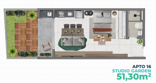 Apartamento à venda com 51m², 1 quarto sem vaga - 23